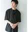 バンドカラーショートスリーブ 総柄シャツ