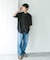 バンドカラーショートスリーブ 総柄シャツ