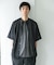 バンドカラーショートスリーブ 総柄シャツ