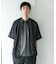 バンドカラーショートスリーブ 総柄シャツ