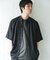 バンドカラーショートスリーブ 総柄シャツ