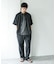 バンドカラーショートスリーブ 総柄シャツ