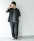 バンドカラーショートスリーブ 総柄シャツ