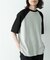 配色ワッフルラグランショートスリーブTシャツ