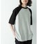配色ワッフルラグランショートスリーブTシャツ