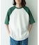 配色ワッフルラグランショートスリーブTシャツ