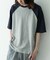 配色ワッフルラグランショートスリーブTシャツ