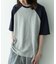 配色ワッフルラグランショートスリーブTシャツ