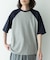 配色ワッフルラグランショートスリーブTシャツ