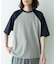 配色ワッフルラグランショートスリーブTシャツ