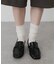 ワイドスクエアギャザーローファー