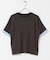 『洗濯可』バイカラーロールスリーブニットTシャツ