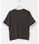 『洗濯可』バイカラーロールスリーブニットTシャツ