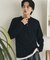 フェイクレイヤードヘンリーネックロングTシャツ