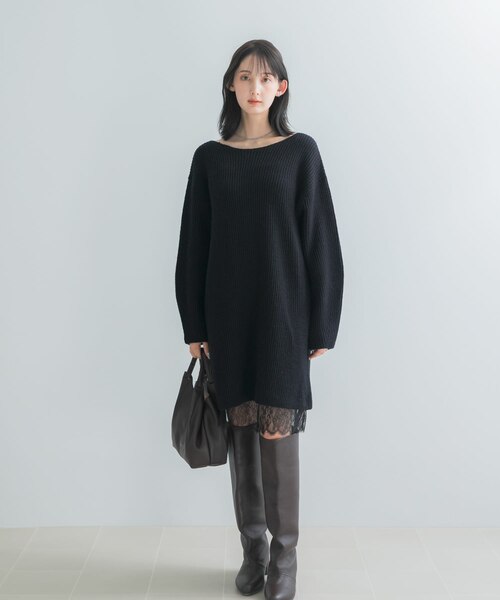 WEB限定』レースペチ付畦ニットミニワンピース｜アーバンリサーチの