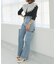 ハイウエストバリエダメージデニム