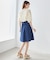 バックレースアップひざ丈スカート