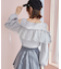チュールレイヤード肩あきニット