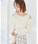 チュールレイヤード肩あきニット