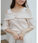 パールチェーンオフショルフリルニット