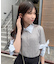 袖リボンシャツドッキングカーデ