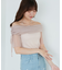 ∞ラメチュールオフショル半袖トップス
