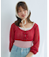 透かしリボンニット×キャミセット