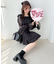 袖異素材ミニワンピース