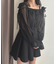 袖異素材ミニワンピース