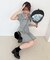 襟付きデコルテオープンミニワンピ