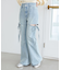 スリットビジューフレアデニムパンツ