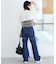 スリットビジューフレアデニムパンツ
