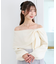 ビジューリボンオフショルニット