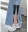 サイドリボンビジューデニムパンツ