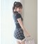 配色チェックニットミニスカパン