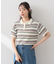 キラキラボタン透かしニットポロ