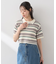 キラキラボタン透かしニットポロ