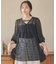 パフスリーブ楊柳刺繍チュニック