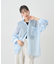 バックドロストシアーストライプオーバーシャツ