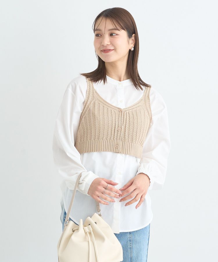 SET2点透かしニットビスチェ＋シャツ