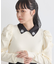 襟ビジュー付きニットプルオーバー