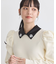 襟ビジュー付きニットプルオーバー