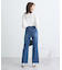 フロントシームセミフレアデニムパンツ
