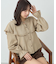 ラッフルカラーチェックブラウス