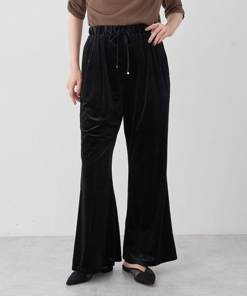 ♠MARCHE FLEUR】✨未使用　ベロアフレアパンツ　ブラック×オレンジ　M セール】velours leggings PT / ベロアフレアパンツ（その他