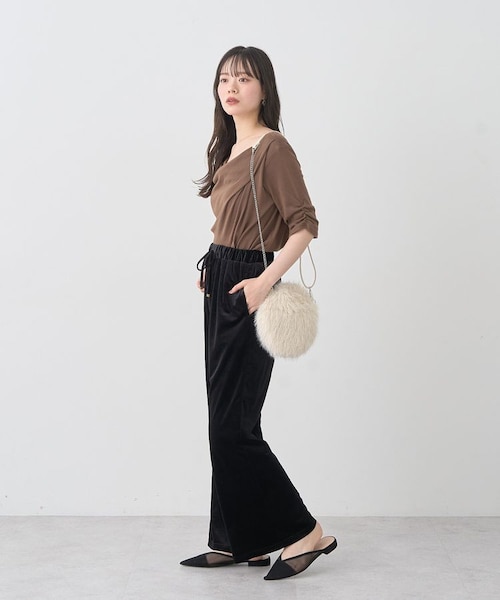 ♠MARCHE FLEUR】✨未使用　ベロアフレアパンツ　ブラック×オレンジ　M 刺繍ベロアフレアパンツ（スラックス）｜OUTDOOR PRODUCTS