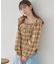 チェックシャーリングブラウス