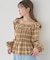 チェックシャーリングブラウス
