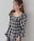 チェックシャーリングブラウス