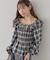 チェックシャーリングブラウス
